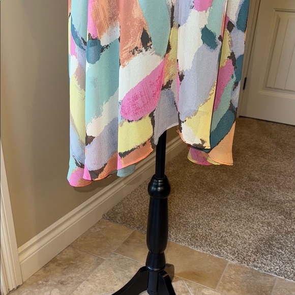 RACHEL Rachel Roy Dress Multicolor Halter Style Backless Sundress Scoop Neck Sz6 - Picture 7 of 13